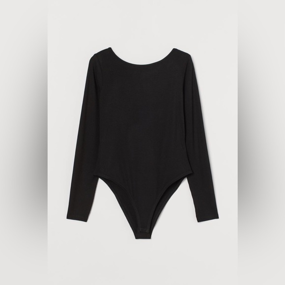 NEVER WORN H&M Backless Gold Chain Detail Bodysuit - Black, Small - Picture 3 of 8